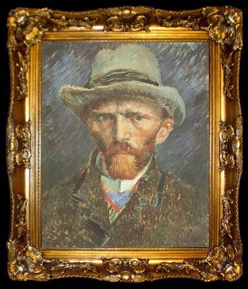 framed  Vincent Van Gogh Self-Portrait with Grey Felt Hat (nn040, ta009-2